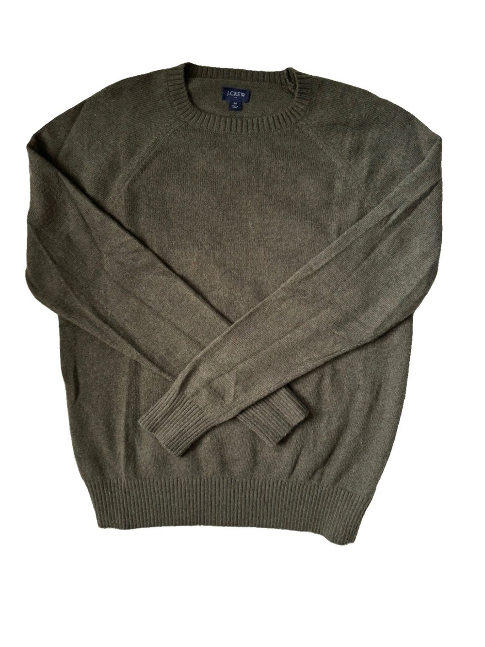 J. Crew Men's Crewneck Sweater in Olive Green Wool blended M
